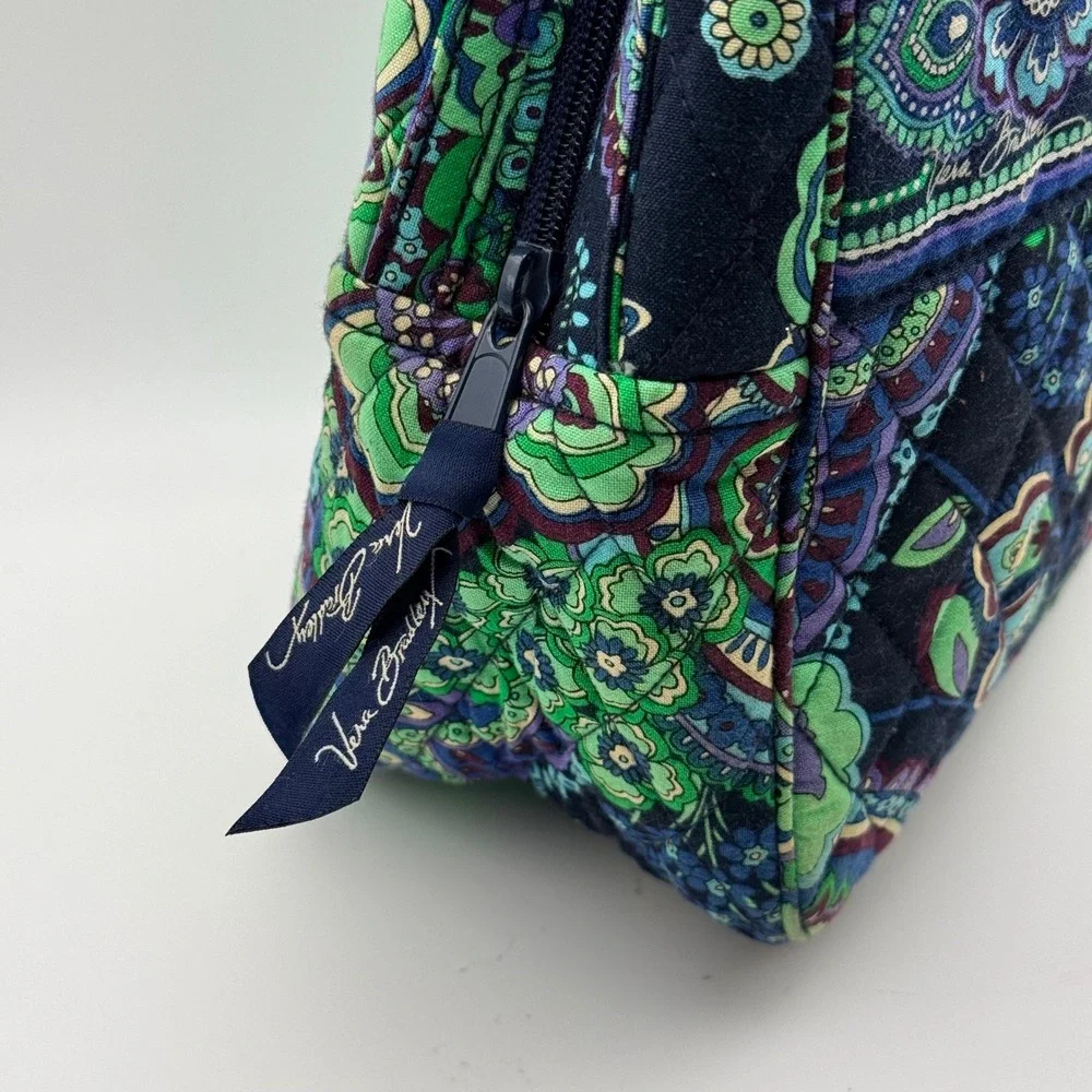 Vera Bradley Blue Green Paisley Quilted Lunch Bag Tote Zip Closure Floral
